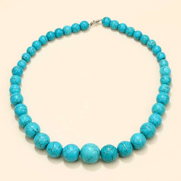 

Stone Beaded Necklace, Blue