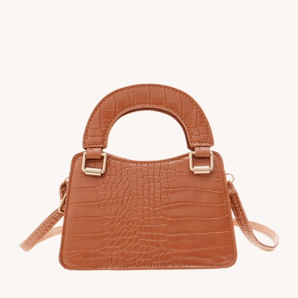 

Croc Embossed Square Bag, Brown