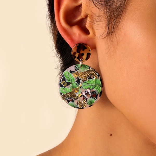 

Leopard Pattern Drop Earrings, Multicolor