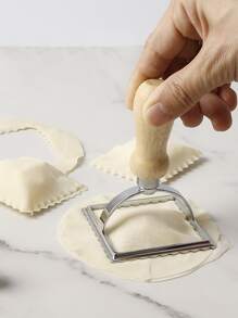 1set Ramandan Square & Triangle Shape Combination 2pcs Wooden Handle Zinc Alloy Dumpling & Noodle Cutter Set, Dumpling & Noodle Cutter 2pcs Set, Zinc Alloy Dumpling Mould, Baking Tool For Home Kitchen - Multicolor - View 7