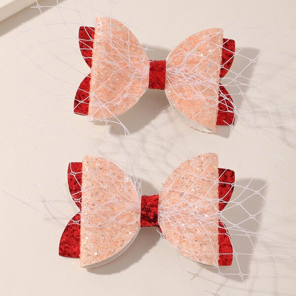 

2pcs Toddler Girls Bow Hair Clip, Multicolor