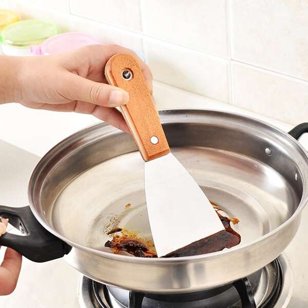 

1pc Wooden Handle Shovel, Silver