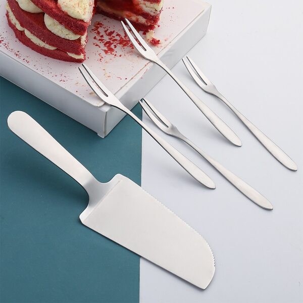 

5pcs Cake Shovel & Fork Set, Silver