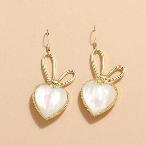 

Heart Drop Earrings, Gold