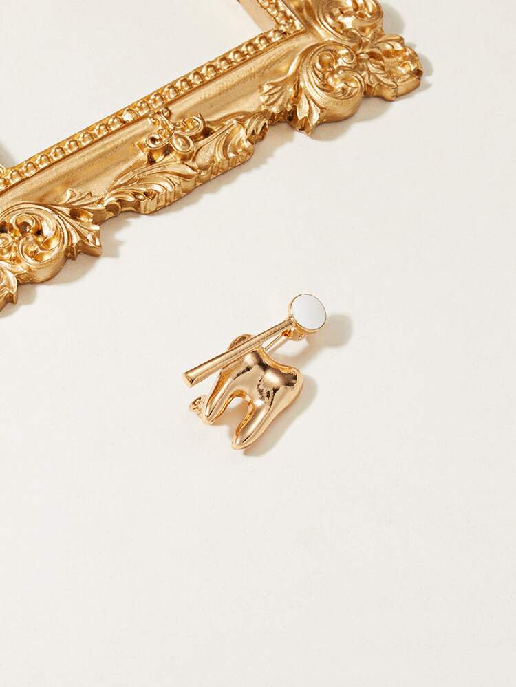 RIINHOO Tooth  Design Brooch - Yellow Gold - View 2