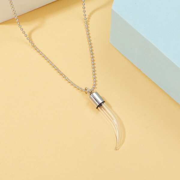 

Glass Pendant Necklace, Silver