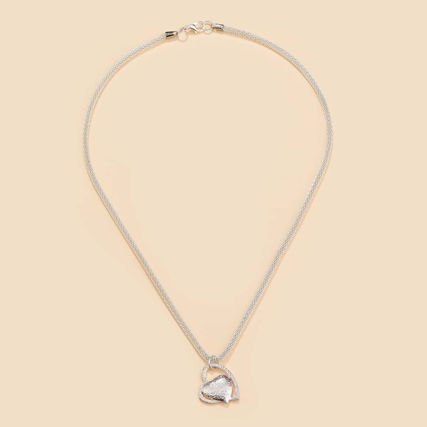 

Heart Pendant Necklace, Silver