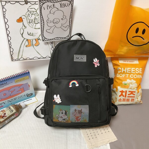 

Contrast Mesh Backpack, Black