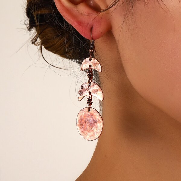

Moon & Round Drop Earrings, Bronze