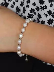 Natural Pearl Bracelet - White - View 1
