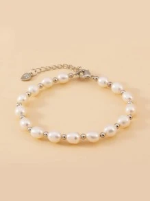 Natural Pearl Bracelet - White - View 2