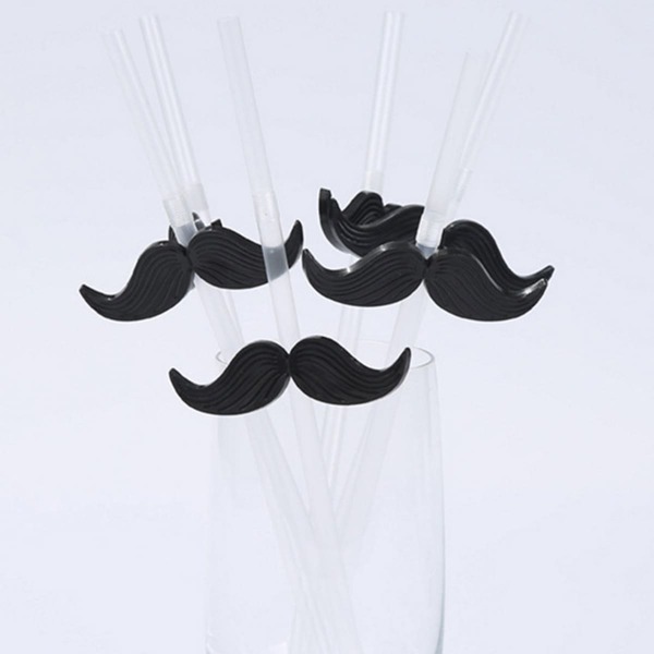 

6pcs Moustache Straw, Black