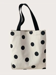 Polka Dot Shopper Bag - Beige - View 1