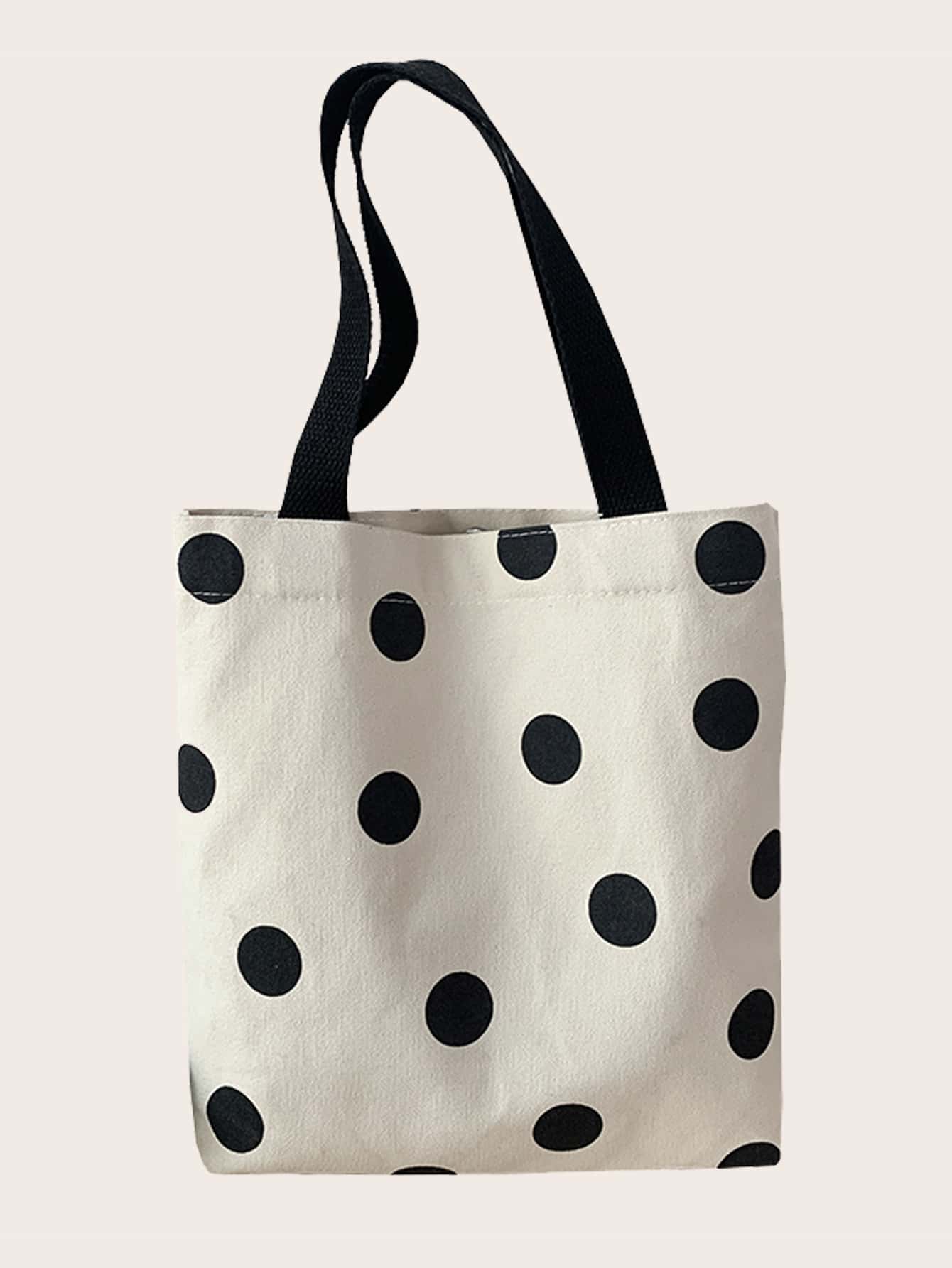 Polka Dot Shopper Bag - Beige - View 1