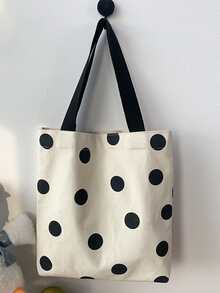 Polka Dot Shopper Bag - Beige - View 3