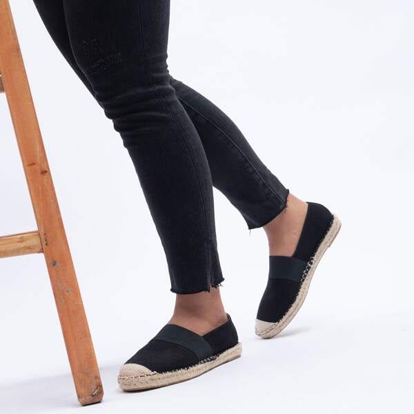 

Colorblock Espadrille Flats, Black