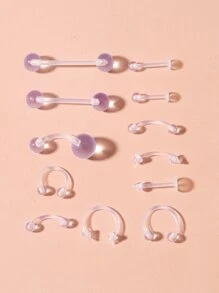 12pcs Clear Body Piercing Jewelry