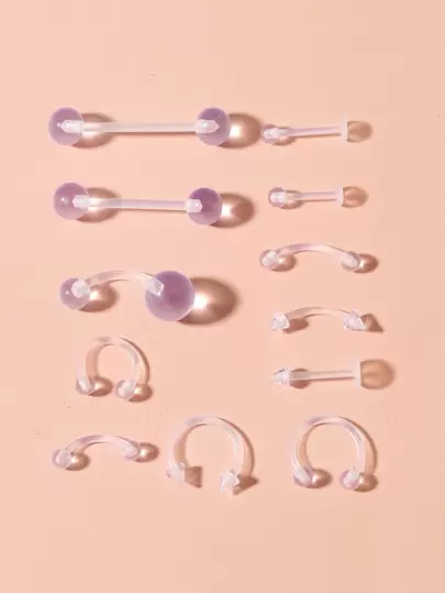 12 st/set genomskinliga piercingsmycken för kvinnor & män, gör ett djärvt uttalande med denna edgy kroppssmyckepresent