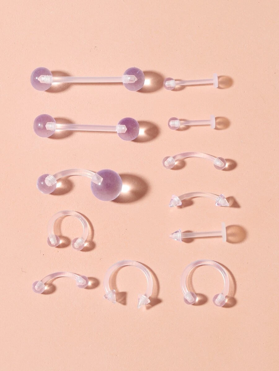 12pcs Clear Body Piercing Jewelry