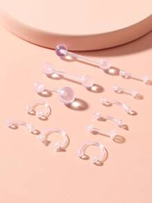 12pcs Clear Body Piercing Jewelry