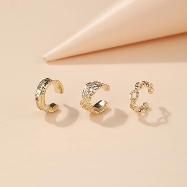 

3pcs Minimalist Ear Cuff, Gold