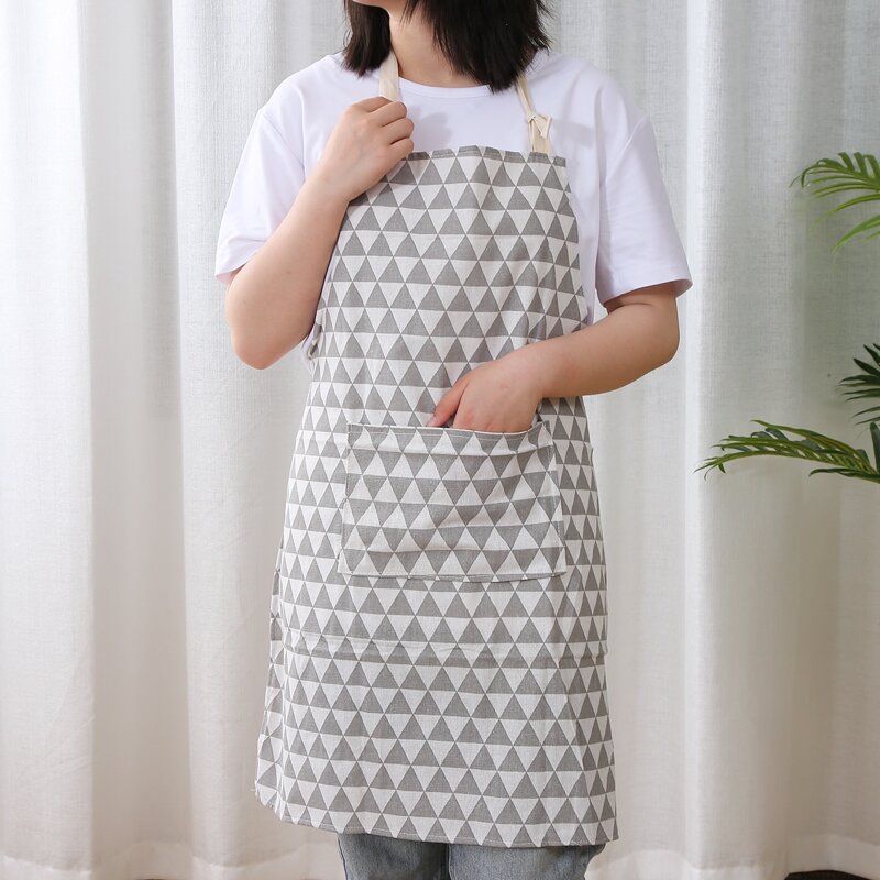 

Triangle Print Apron, Grey