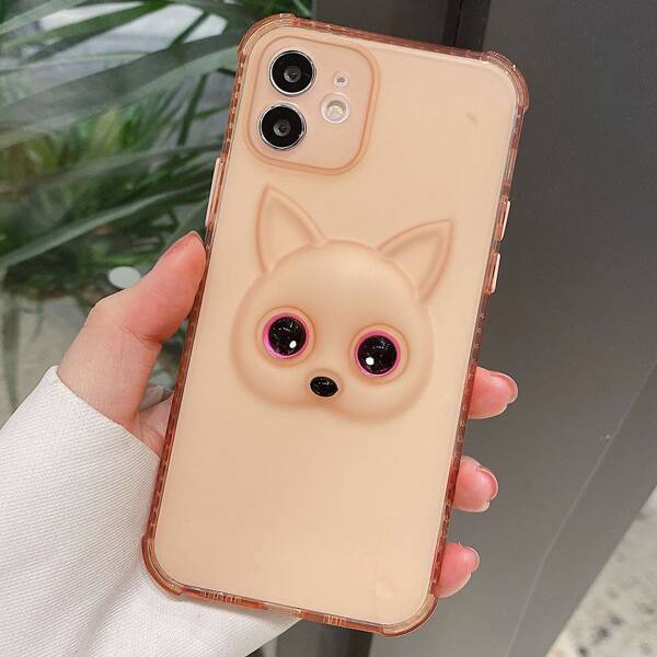

Cartoon Graphic Clear Phone Case, Orange