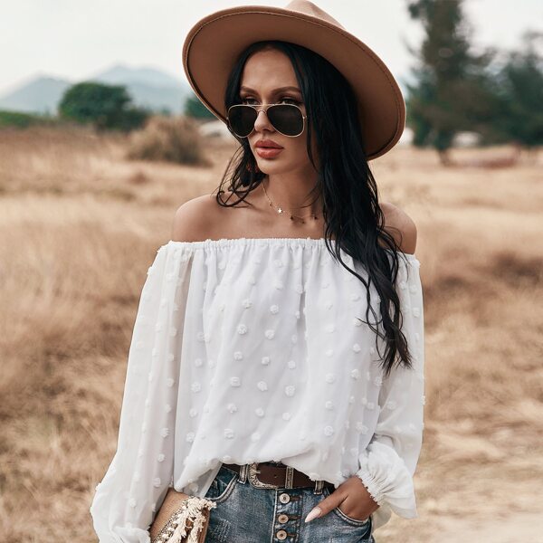

Swiss Dot Off The Shoulder Blouse, White