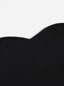 SHEIN EZwear Top bandeau unicolor tejido de canalé - Negro - Ver 3