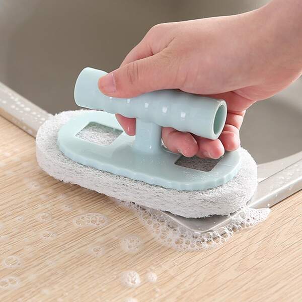 

1pc Random Cleaning Sponge With Handle, Multicolor
