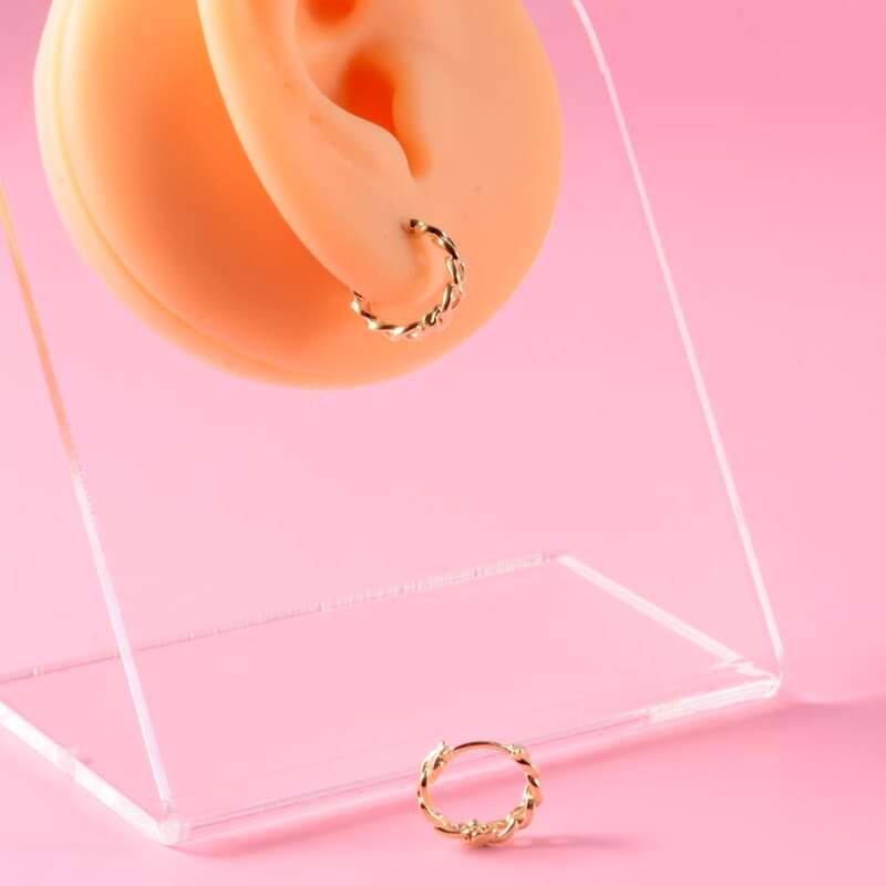 

Chain Design Hoop Earrings, Gold