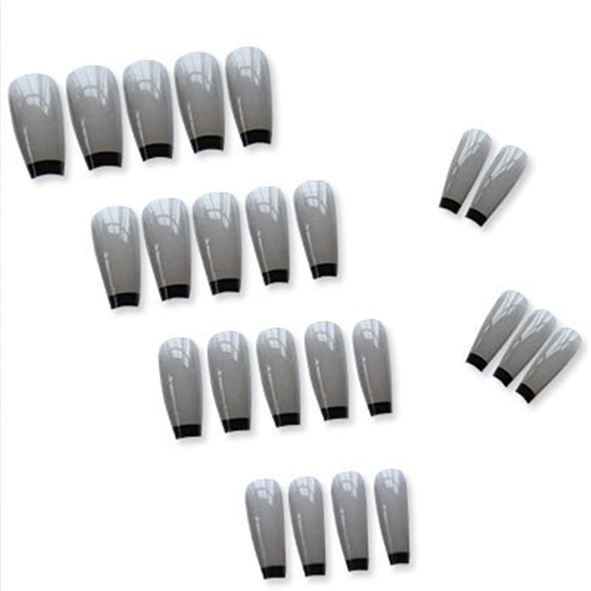 

24pcs Graphic Fake Nail, Dark grey