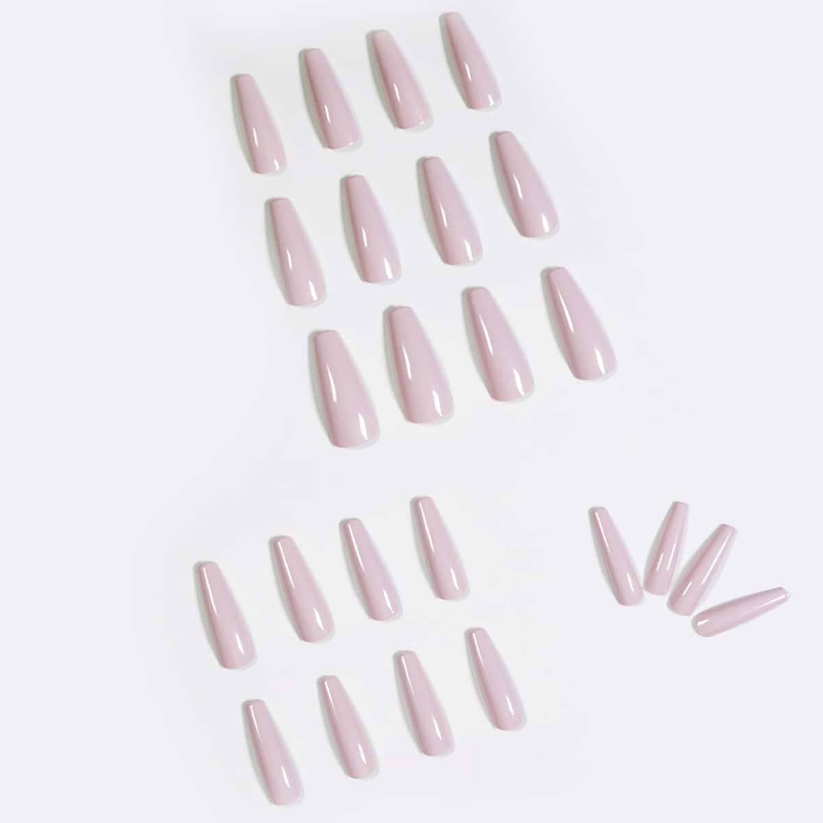 

24pcs Solid Fake Nail, Dusty pink