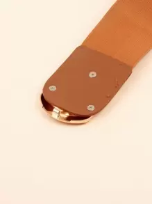Plus Size Elastic Belt - Brown - View 4