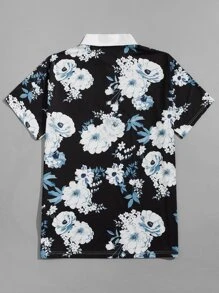 GENTILAND 男士印花拼接領POLO衫 - 彩色 - 查看 2