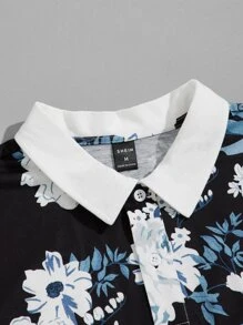 GENTILAND 男士印花拼接領POLO衫 - 彩色 - 查看 3