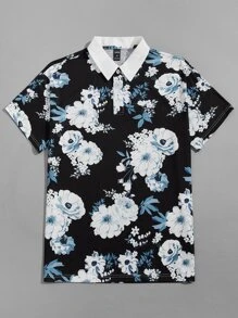 GENTILAND 男士印花拼接領POLO衫 - 彩色 - 查看 5