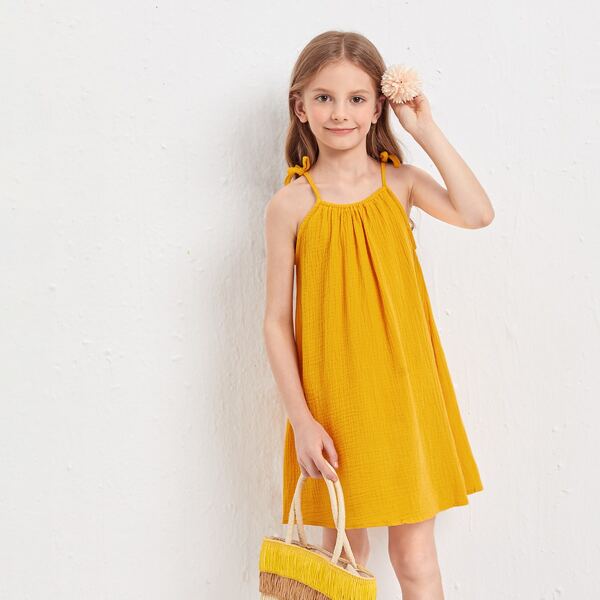 

Girls Tie Shoulder Cami Dress, Yellow