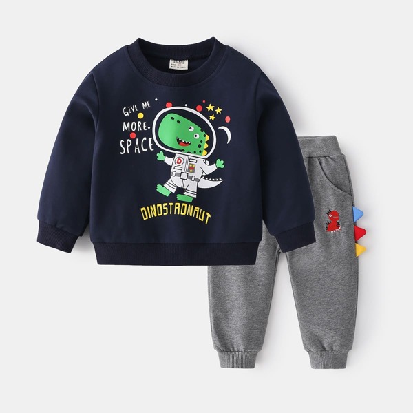 

Toddler Boys Dinosaur Slogan Graphic Sweatshirt With Sweatpants, Multicolor