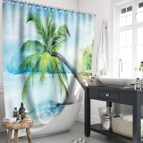 

Coconut Tree Print Shower Curtain, Multicolor