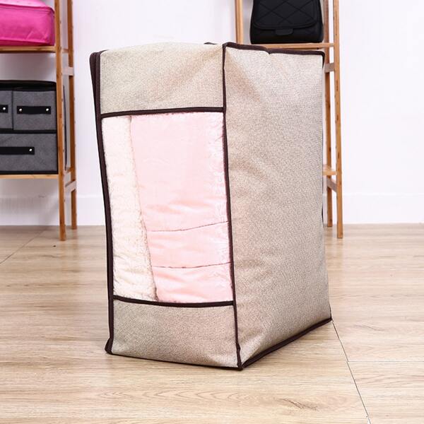 

1pc Foldable Clothes Storage Bag, Beige