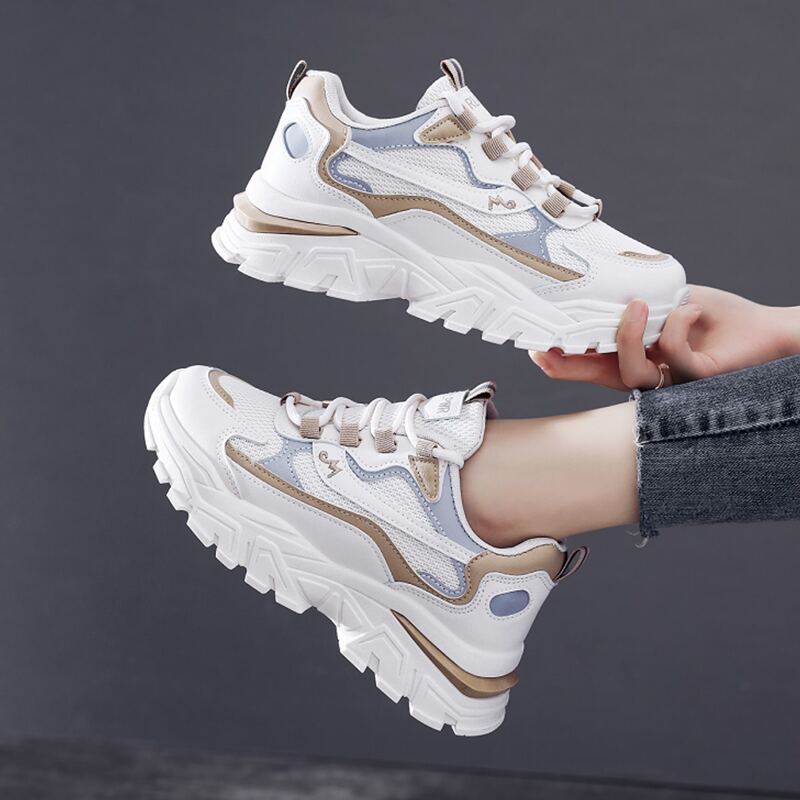 

Lace Up Front Mesh Chunky Sneakers, White