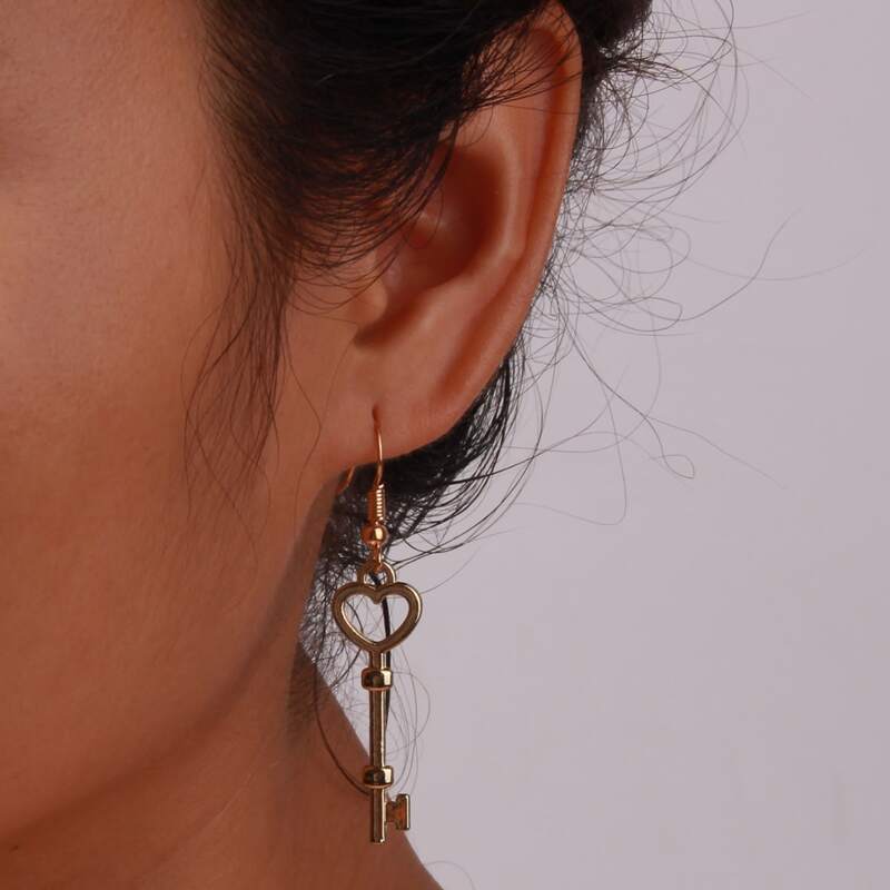 

Key Drop Earrings, Gold