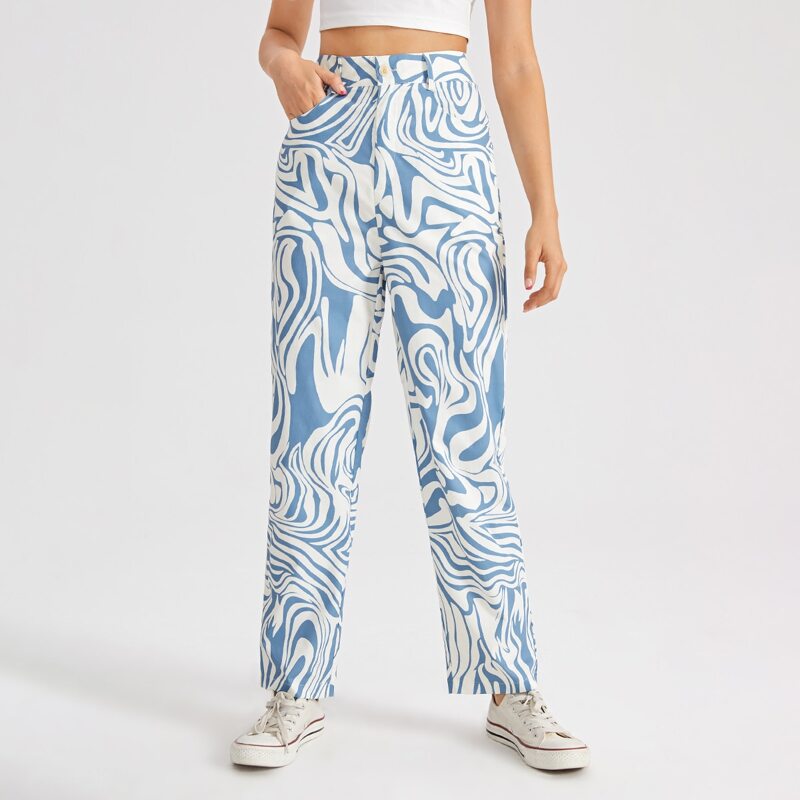 

Marble Print Pants, Blue