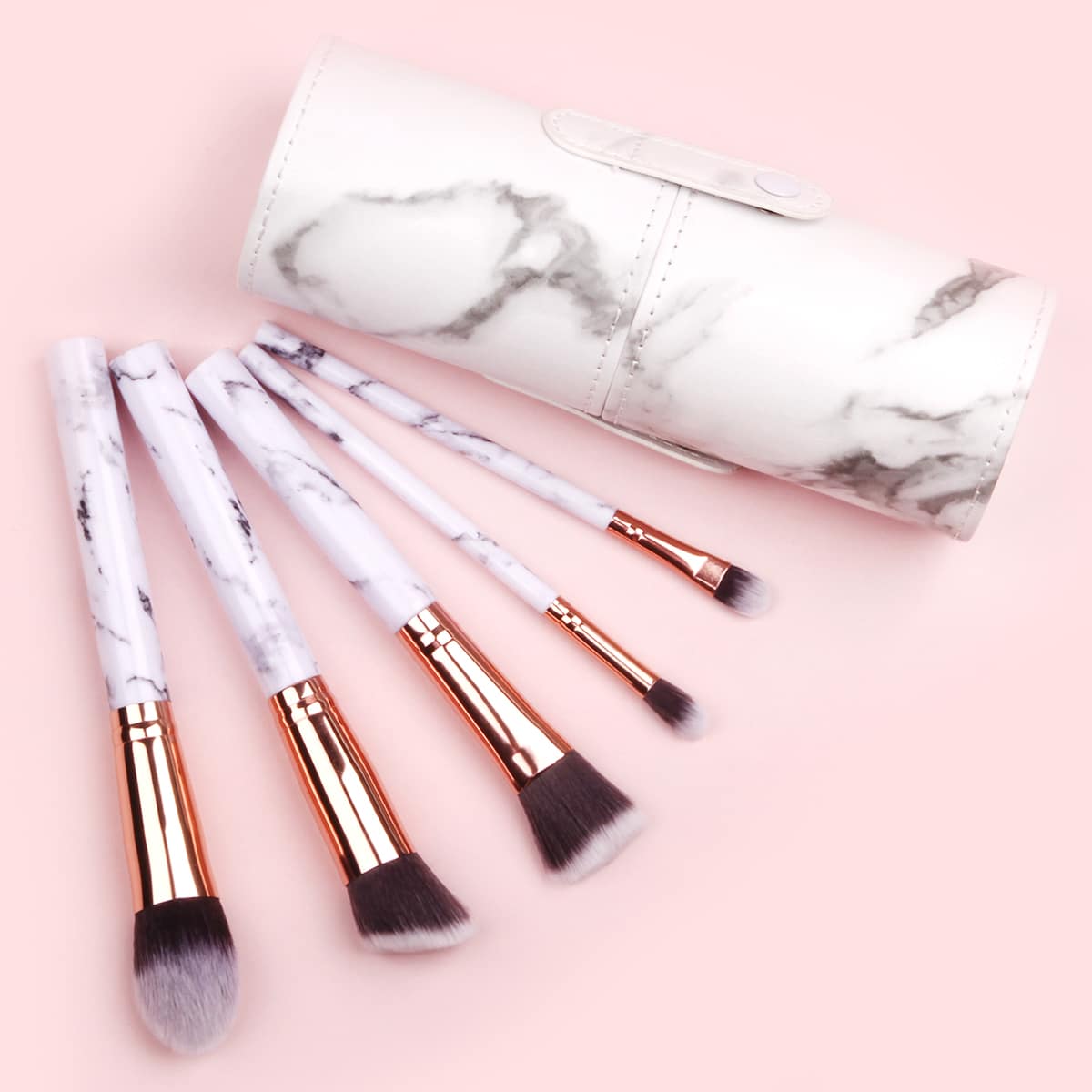 

5pcs Makeup Brush Set & 1pc Storage Box, White