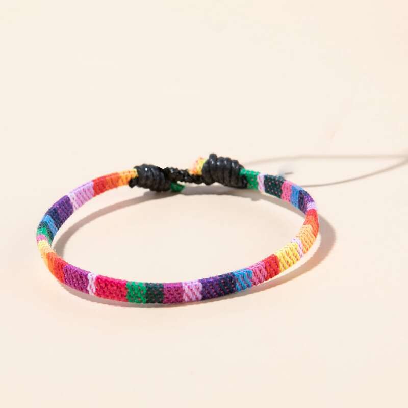 

1pc Colorful Rope Anklet, Multicolor