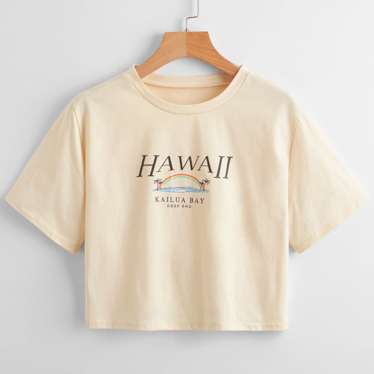 

Rainbow & Letter Graphic Tee, Apricot