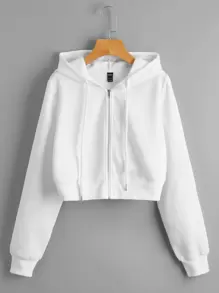 Muchica Sudadera corta con cremallera con capucha - Beis - Ver 1