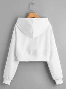 Muchica Sudadera corta con cremallera con capucha - Beis - Ver 2