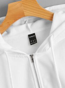 Muchica Sudadera corta con cremallera con capucha - Beis - Ver 3